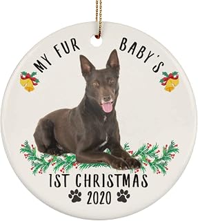 Personalized Date Custom Year Australian Kelpie Chocolate My Fur Babby 1st 2025 Christmas Tree Ornaments Gifts New Years 2026 Decorations Circle Ceramic