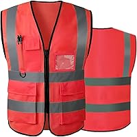 Vista 14 de Tydon Guardian Chaleco de seguridad reflectante de alta visibilidad para hombres y mujeres con bolsillos y cremallera frontal cumple