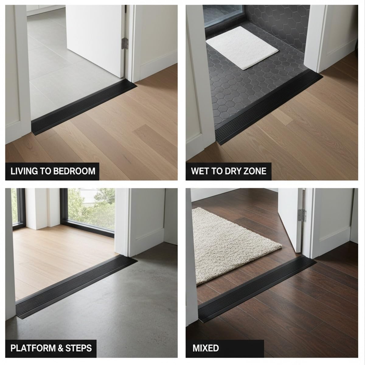 Aluminiowe listwy przejściowe do podłóg, 90 cm rampy progowe do bezszwowych przejść podłogowych, szczeliny wysokości mostu od 8 mm do 40 mm, idealne do przycinania dywanów do płytek i krawędzi