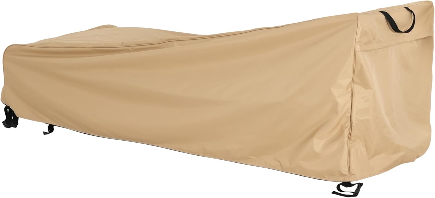 Christopher Knight Home Rowly Patio Chaise Lounge Chair Cover, Water-Resistant Outdoor Chaise Lounge Cover, Fabric Patio Furniture Cover, UV-Resistant Outdoor Lounger Cover, Beige