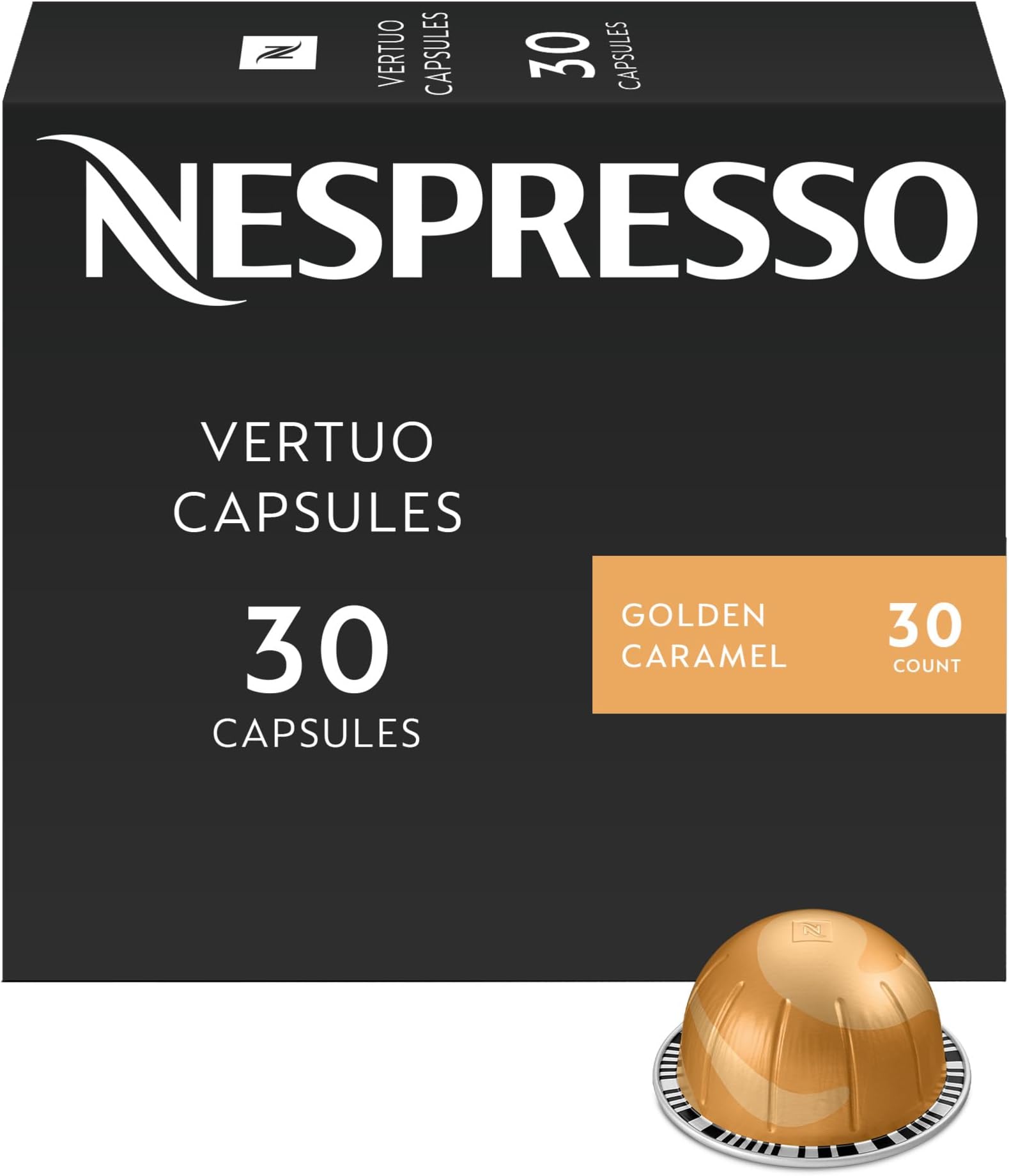 Capsules Vertuo, Golden Caramel, Medium Roast Coffee, 30 Count Coffee Pods