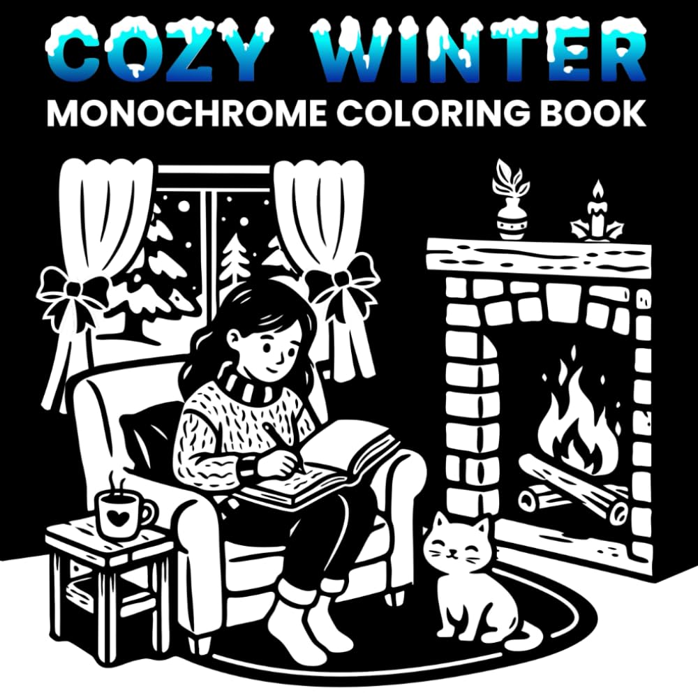 Cozy Winter Monochrome Coloring Book: Quiet your thoughts. Unwind with 50 cozy winter monochrome scenes for teens & adults — fireside moments, quiet ... you need is one color. (One-Color Wonders)