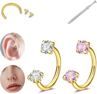 Horseshoe Nose Rings 18g Nose Hoops for Women Half Hoop Earring Hoops Horse Shoe Lip Rings Daith Tragus Helix Piercing Jewelry Septum Ring 8mm