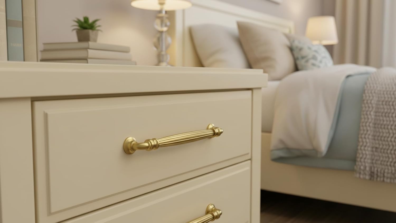 Alzassbg Cabinet Pulls, Champagne Bronze, 5 Inch Hole Center, Fluted Design, Decorative Hardware Handles, 10 Pack, AL0006BRG