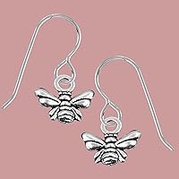 Vista 5 de Honeybee Dangle Earrings Fun Summer Earrings for Women and Girls in Sterling Silver