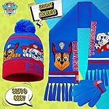 Paw Patrol Set Bufanda, Gorro y Guantes para Niños Patrulla...