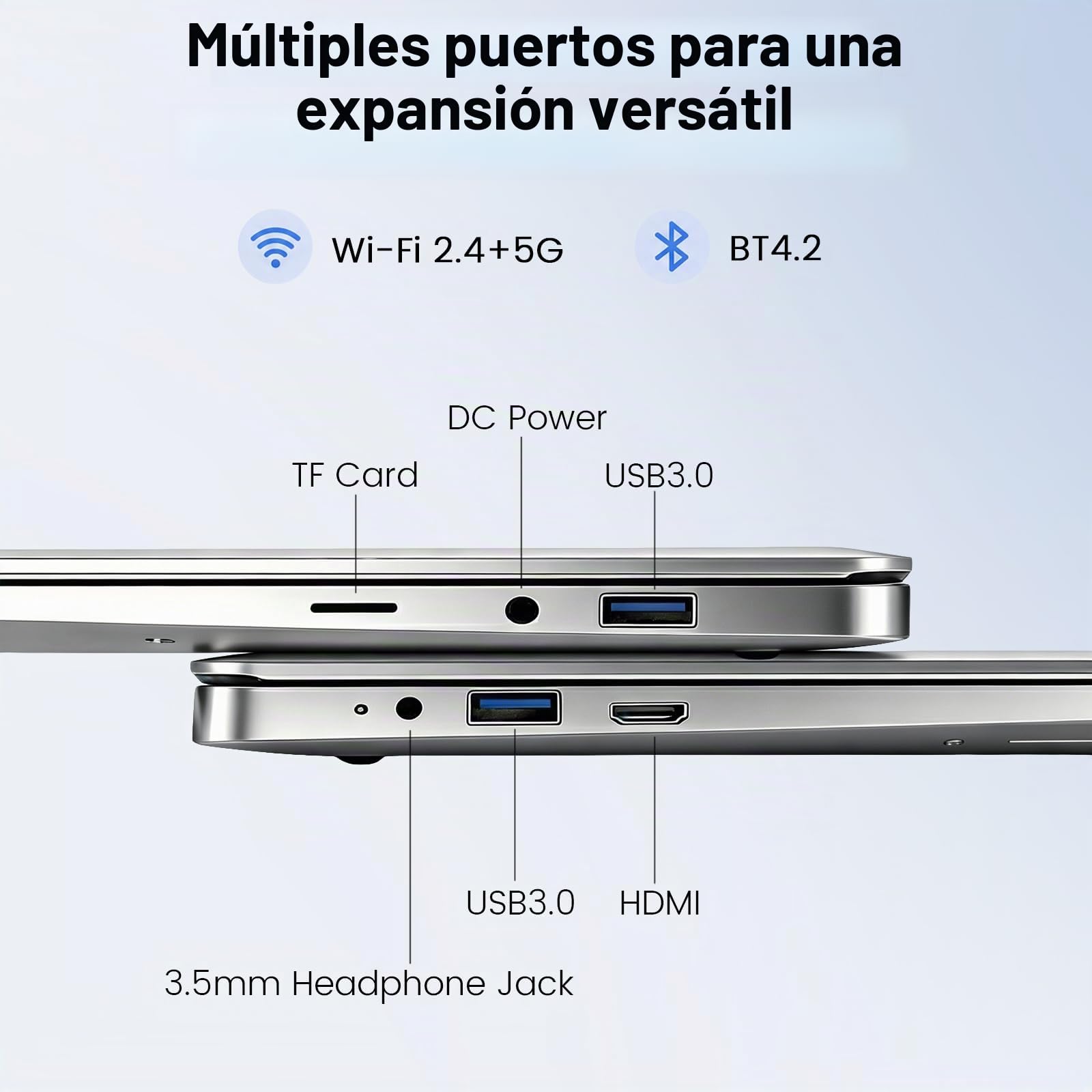 Kayoote Portátil 14,1'' Win 11 Pro, Intel Pentium J3710 Quad-Core hasta 2,64GHz, 8GB RAM, SSD M.2 128GB, Pantalla HD, Bisagra 180°, USB 3.0, Mini HDMI, Cámara, Ligero para Trabajo y Estudio