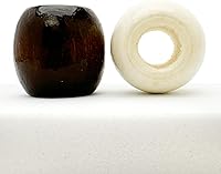 Vista 3 de 200 cuentas de madera de macramé multicolor Naturals marrón, marrón oscuro, negro y marfil, 0.669 in con agujero grande de 0.276 in