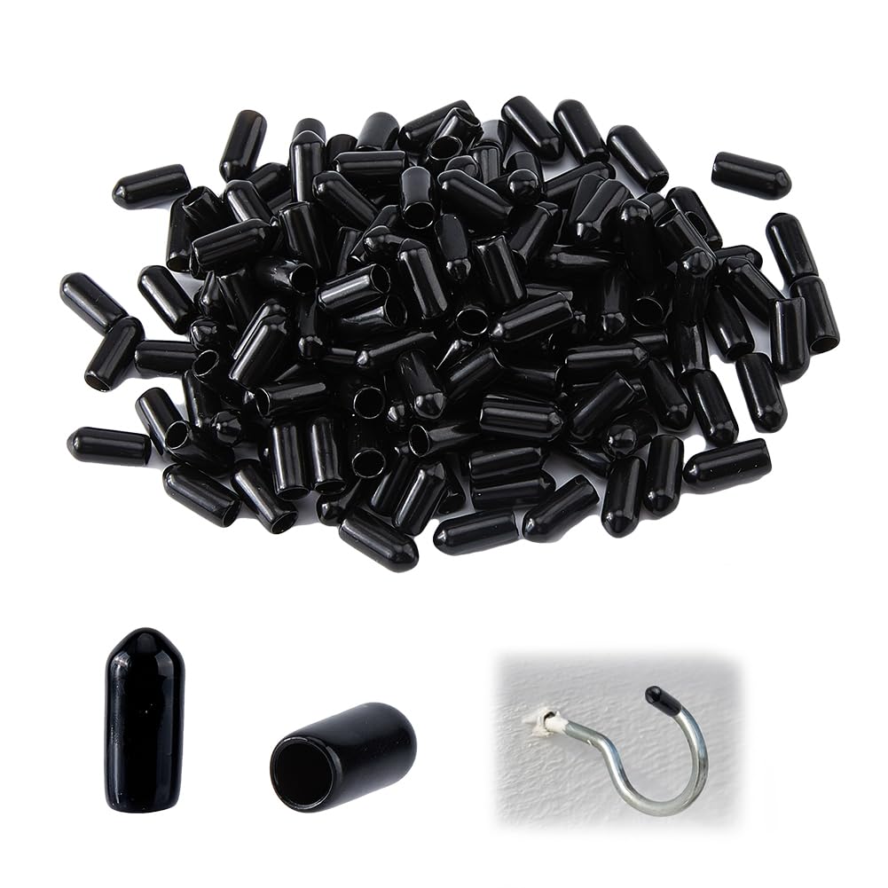 SUPERFINDINGS about 250Pcs Pegboard Hooks Protector Flexible Peg Board Hook Tip Cap Black Rubber End Caps Caps Bolt Cover(Inner Dia 5mm, Suitable for 5mm-6mm Hooks)-image-36