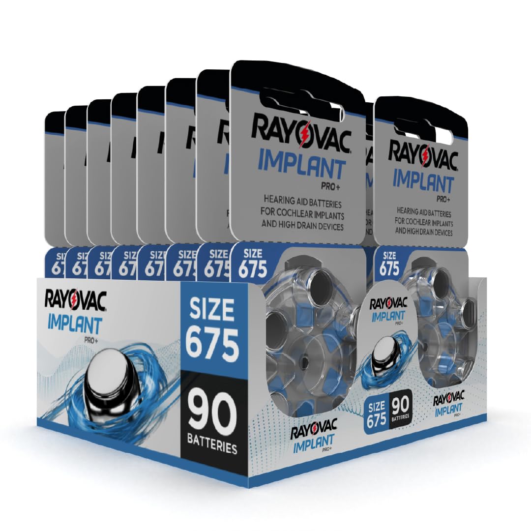 Pilas Rayovac Implant Pro+ 675I para implantes cocleares, tecnología Zinc-Aire, Larga duración, sin Mercurio ni cadmio (90 Pilas para implantes cocleares Rayovac)
