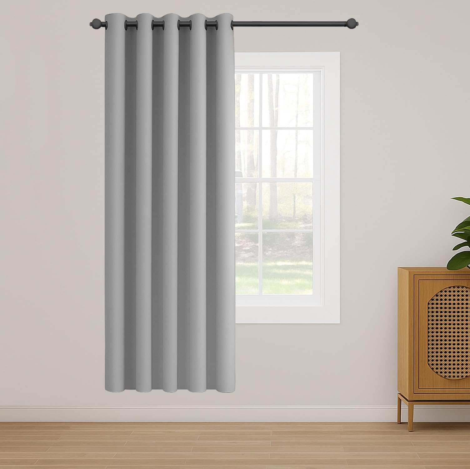 Ir Imperial Rooms Light Grey Imperial Rooms Eyelet Blackout Curtains For Living Room 66X84 Inch Curtains For Bedroom Energy Saving Door Curtain One Panel With Tieback