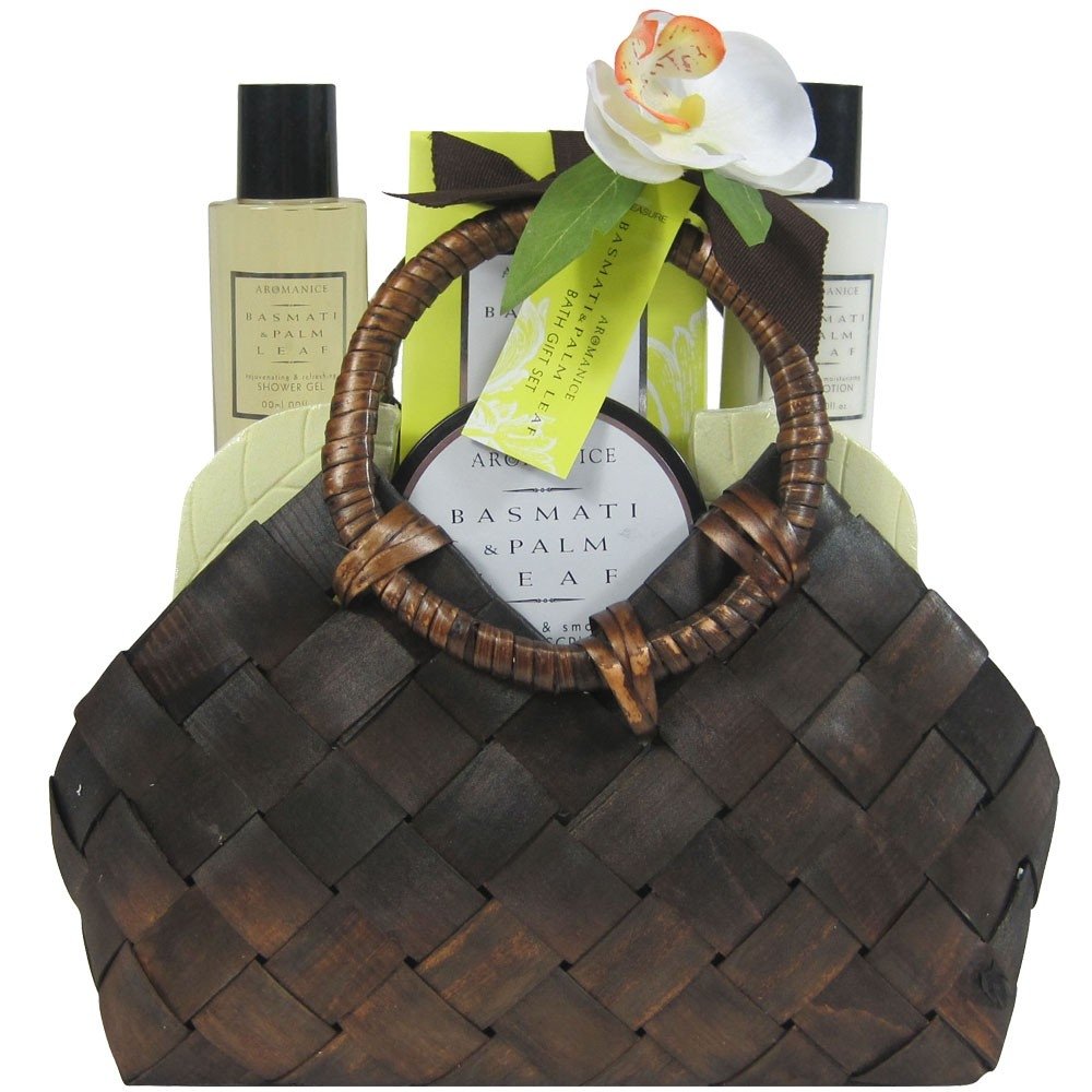 Bath Gift Basket - Aromanice - Basmati & Palm Leaf - Gift box, Christmas gift, gift for woman