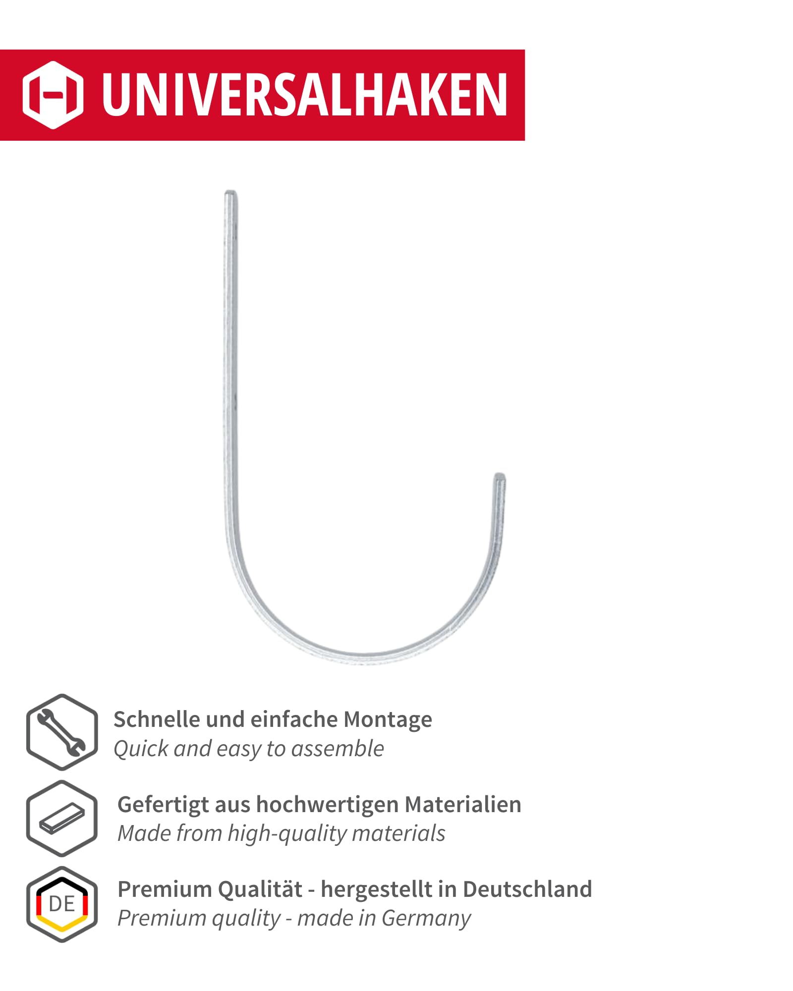 Gedotec Soporte de pared - ganchos universales de acero galvanizado | 10 ganchos de escalera doblados 180 x 100 mm | ganchos para herramientas incl. material de fijación