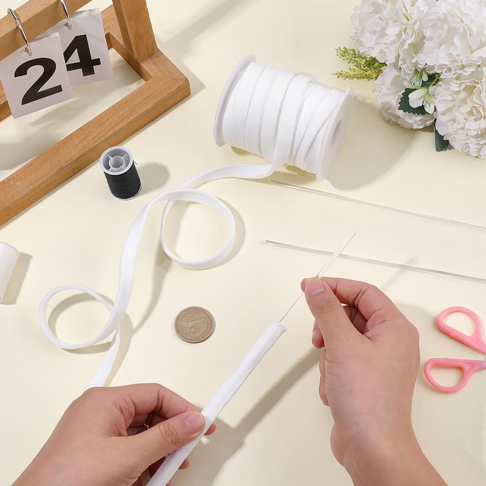 CRASPIRE 10 Yards Corset Boning Casing 3/8 Inch White Underwire Replacement Bra Cover Band Ribbon Plush Back Casing Hollow Elastic Channeling Tape for Sewing Accessories DIY Wedding Handmade Clothing image 3