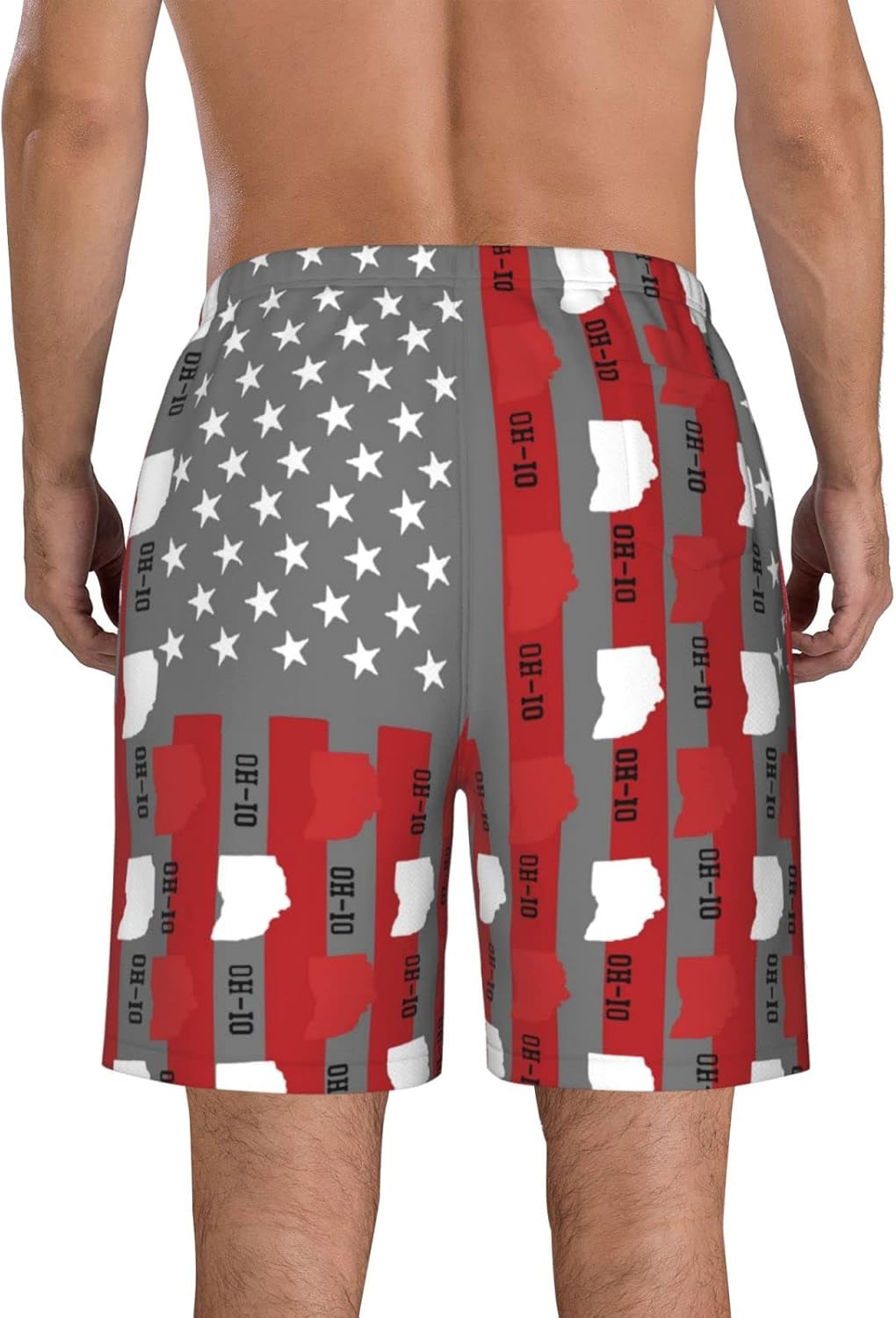 Men's Hawaiian Novelty Oh-Io State Quick Dry with Side Pocket Mesh Lining Swim Trunks - Image 5