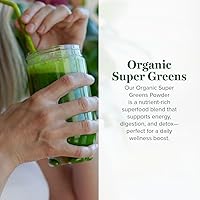 Vista 2 de Global Healing Organic Super Greens - Mezcla de polvo de superalimentos verdes con 15 brotes enteros crudos, deliciosa mezcla de jugos verdes