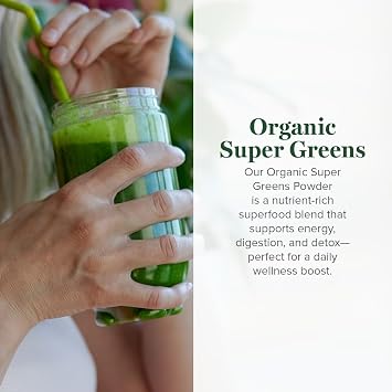 Global Healing Organic Super Greens Powder Blend - Greens Superfood Powder with 15 Raw Whole Sprouts - Delicious Green Juice Smoothie Mix for Daily Nutrition - Non-GMO, Gluten-Free Greens Supplements