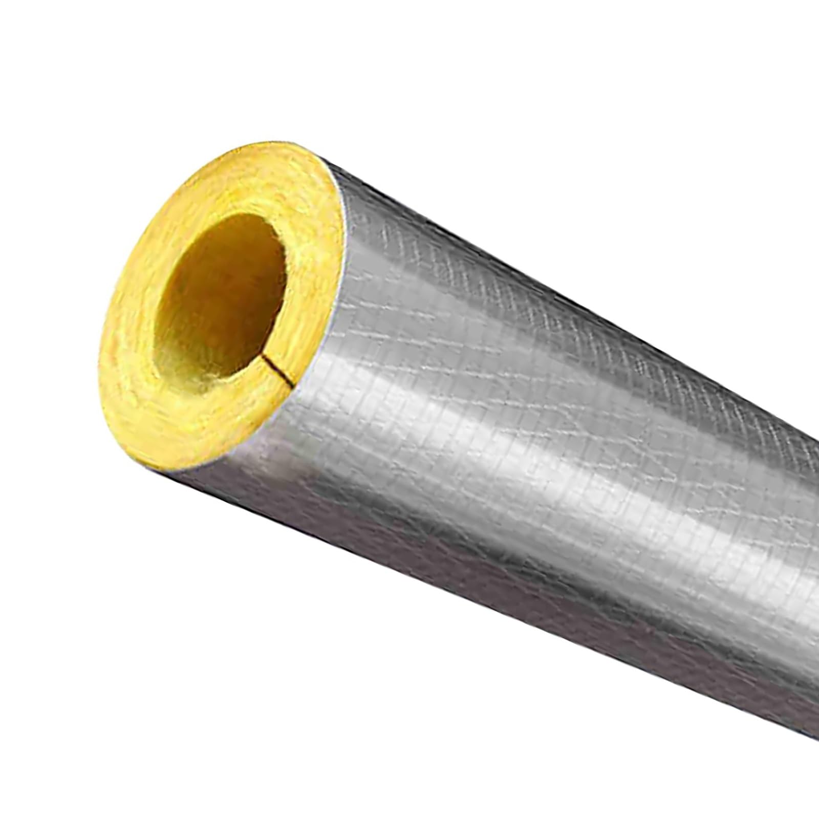 100cm Tubo De Espuma De Aislamiento Lana De Roca, Revestimiento De Aluminio, Coquilla Aislante - Impermeable/Ignífugo/Anticongelante(ID108.0mmxT50.0mmxL1.0m)