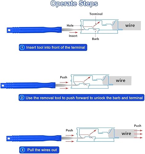 Miniatura 5 de Kit de herramientas de extracción de terminales mejorado, kit de herramientas de extracción de pines azules, kit de herramientas de extracción de