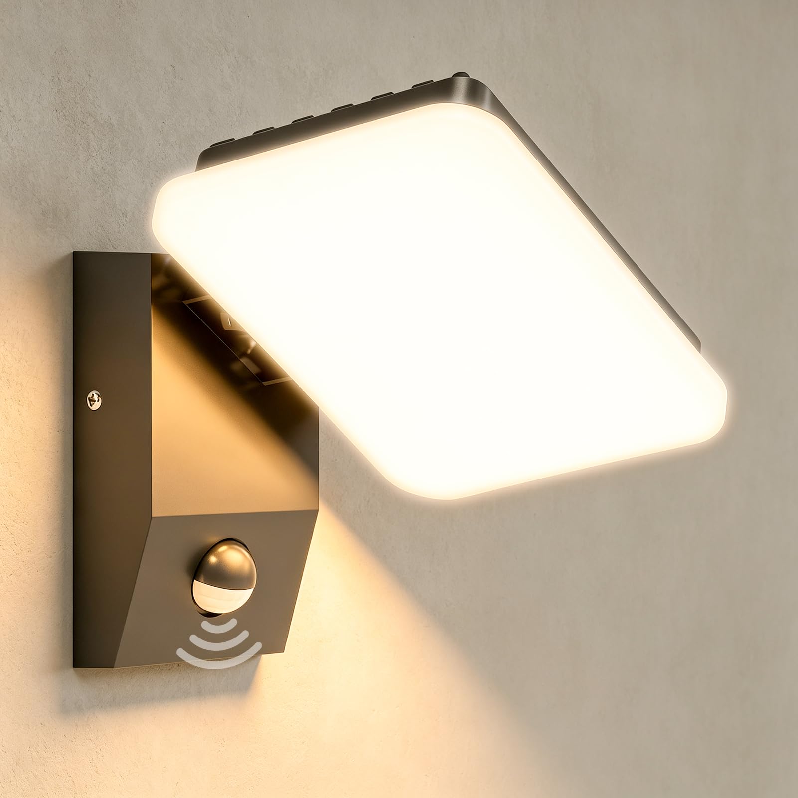 Applique da Esterno LED 32W con Sensore di Movimento, 3200lm 3000K - 6500K, Applique da Parete Esterno IP65 con Telecomando, Lampada da Parete Orientabile per Giardino Terrazza Garage