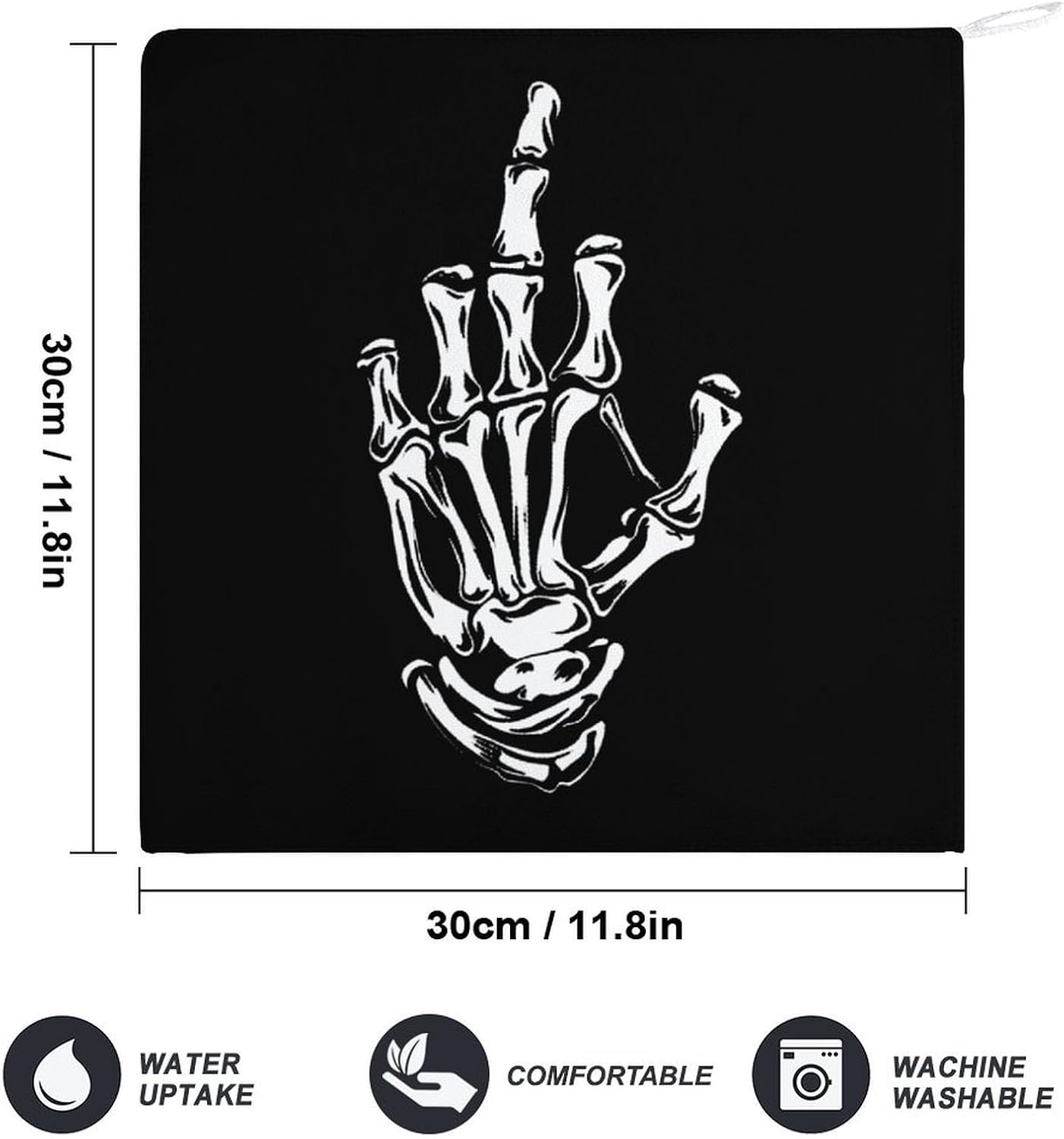 Skull Middle Finger Hand Towels for Bathroom Kitchen Towels Small Towel Handkerchiefs with Hanging Loop 4PCS