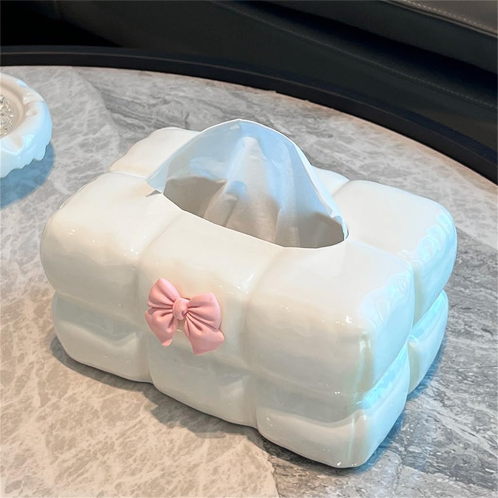 Tissue Porcelain Drawer Box Coffee Table Ornament Home Cream
