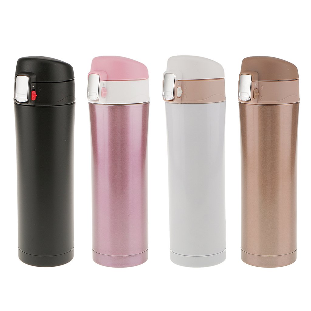 Taza de acero inoxidable aislada al vacío, 450 ml, color negro