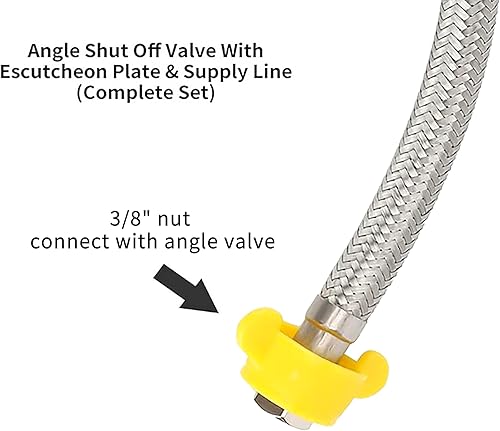 Miniatura 5 de Klabb Extensión de línea de suministro de inodoro de 12 pulgadas, compresión hembra de 38" x rosca de válvula de bola hembra de 78", manguera