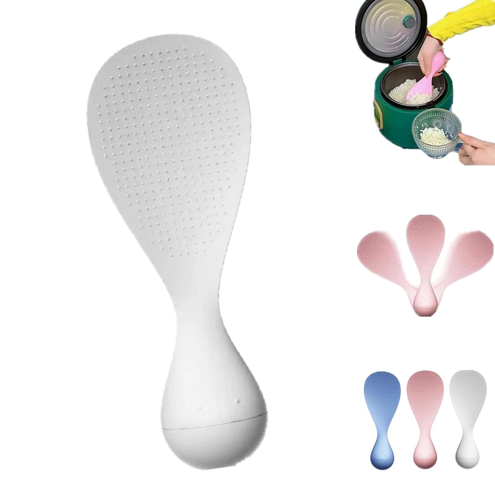 Creative Tumbler Anti-Stick Rice Spoon Tumbler Rice Spoon Heat Resistant Plastic Rice Cooker Scooper Standing Rice Spatula Kitchen Tool, Standable and Easy to Clean