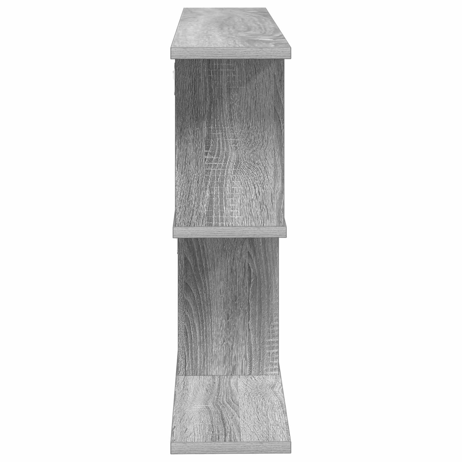 Estantería de pared gris Sonoma de madera 80 x 15 x 50,5 cm con 4 compartimentos, estantería de pared para salón, cocina y baño, estantería flotante estable con mucho espacio de