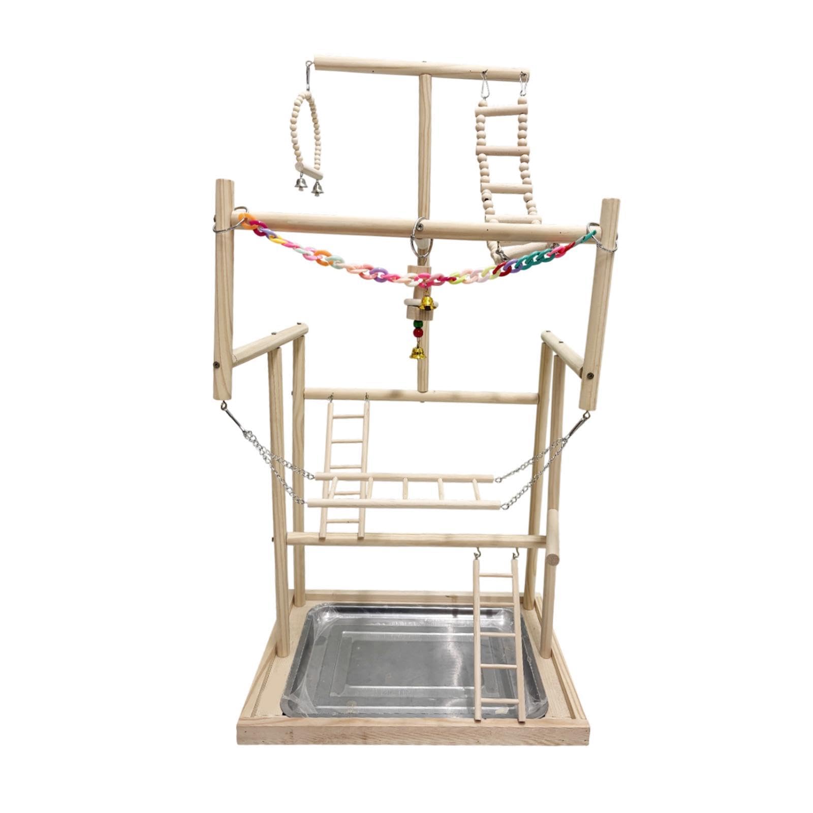 KESOTO Parque Infantil para Pájaros Y Loros, Perca de Madera, Parque Infantil para Gimnasio, Puesto de Juegos para Periquitos Pequeños, 18.9x13.19x37.2inch