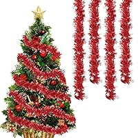 Décoration Sapin Brillante 4 Guirlandes Noël Or 200cm - Brillant Métallique - Décoration Sapin, Cheminée, Porte - Flexible PVC Décorations Fêtes - 3