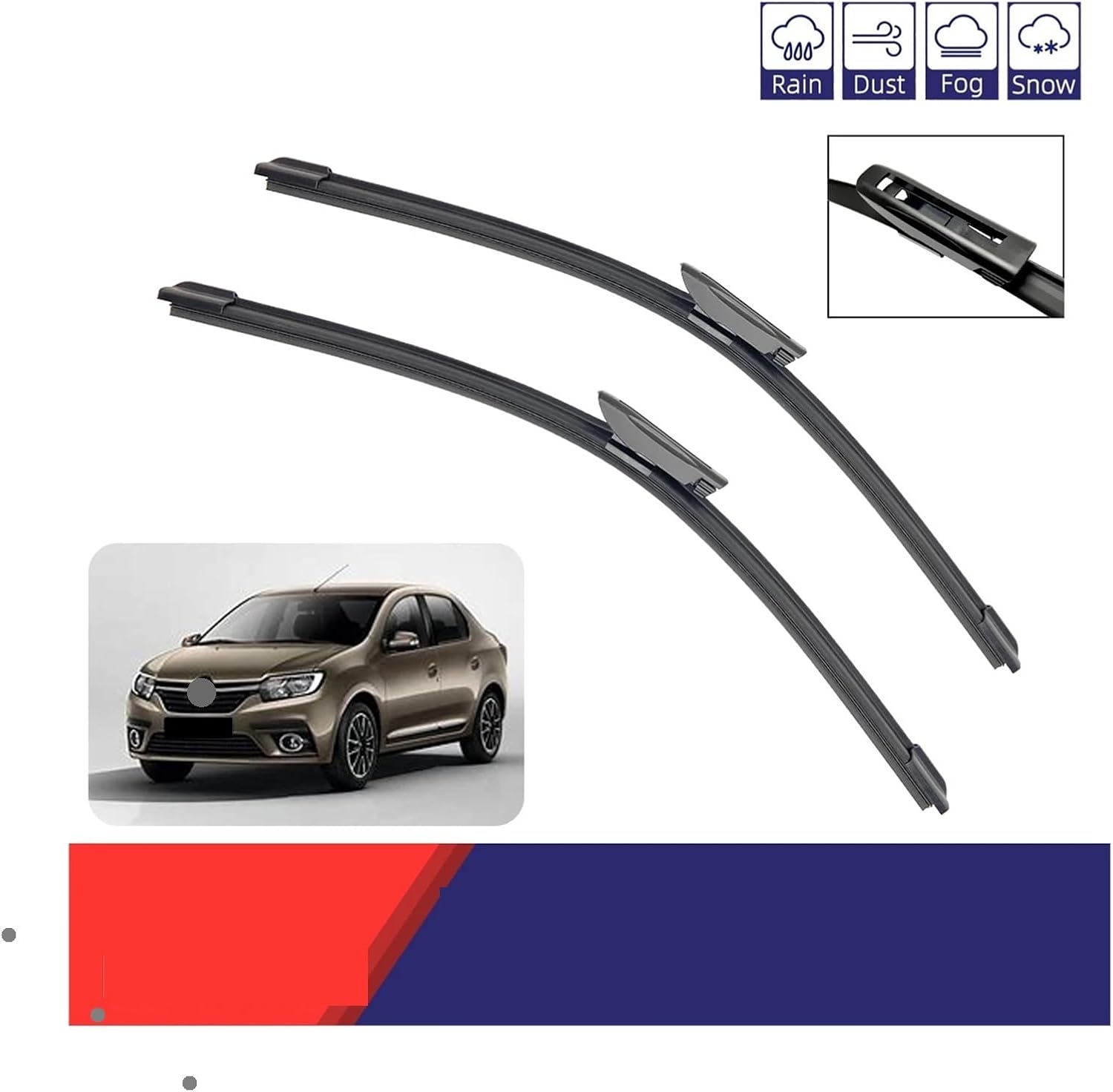 Compatible For Renault Scenic 2 3 Symbol Thalia Front Windshield Wiper Multifunctional Double Rubber Strip(New Style 4PCS)