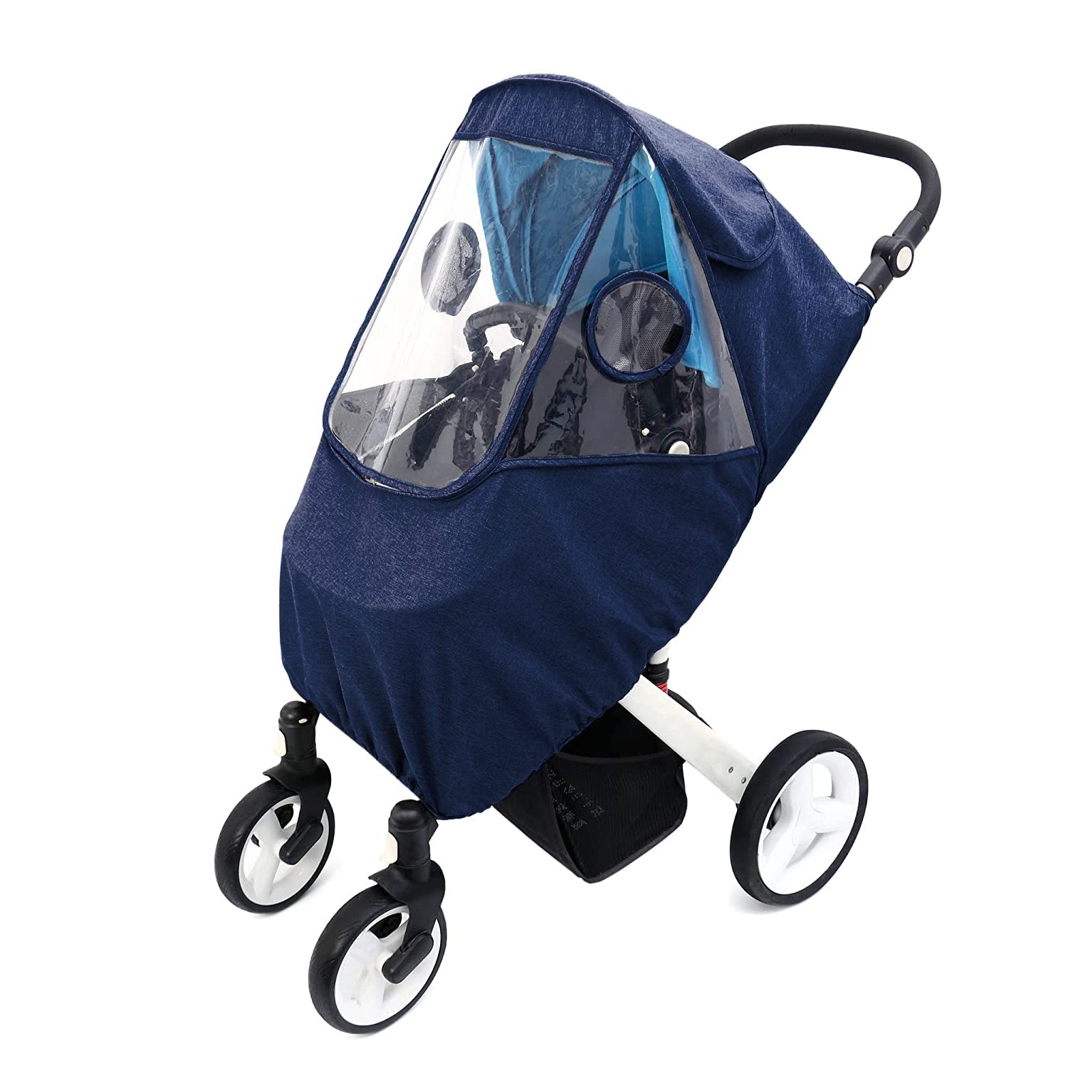 Miracle Baby Stroller Rain Cover, Universal Stroller Cover for Rain, Baby Travel Weather Shields Windproof and Waterproof, Protect from Dust and Snow, Stroller Accessories (Blue)