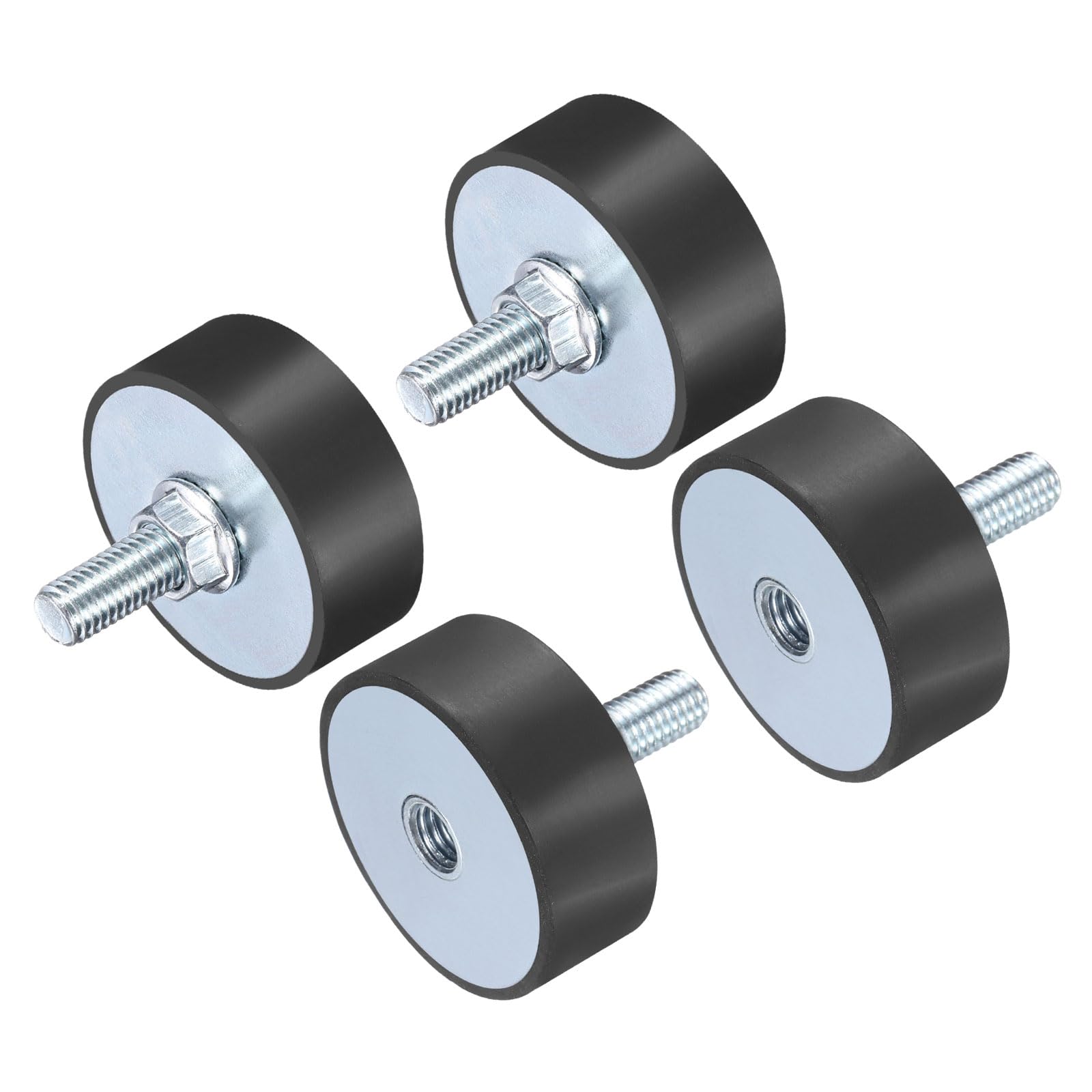 QUARKZMAN 4 Pezzi Supporti Antivibranti In Gomma M10x28mm Con Perno 50x20mm Maschio Femmina Ammortizzatore Vibrazioni Zincato Supporti Cilindrici Con 4 Dadi Bloccanti M10