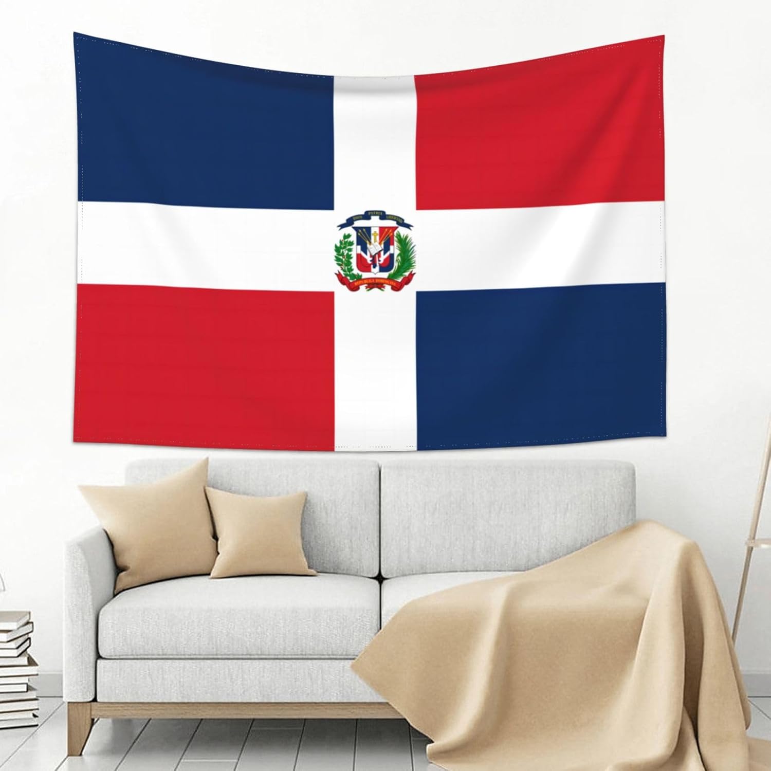 JUHIOPOI Dominican Republic Flag Tapestry Wall Decoration, Art Tapestries Wall Hanging, Banner Wall Tapestry For Dorm Bedroom Living Room College Dorm Home Decor (60" x 90", Dominican)