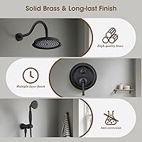 Vista 3 de Cabezal de ducha de lluvia con rociador de mano, sistema de ducha de lluvia con válvula de inserción, juego de grifo de ducha con válvula