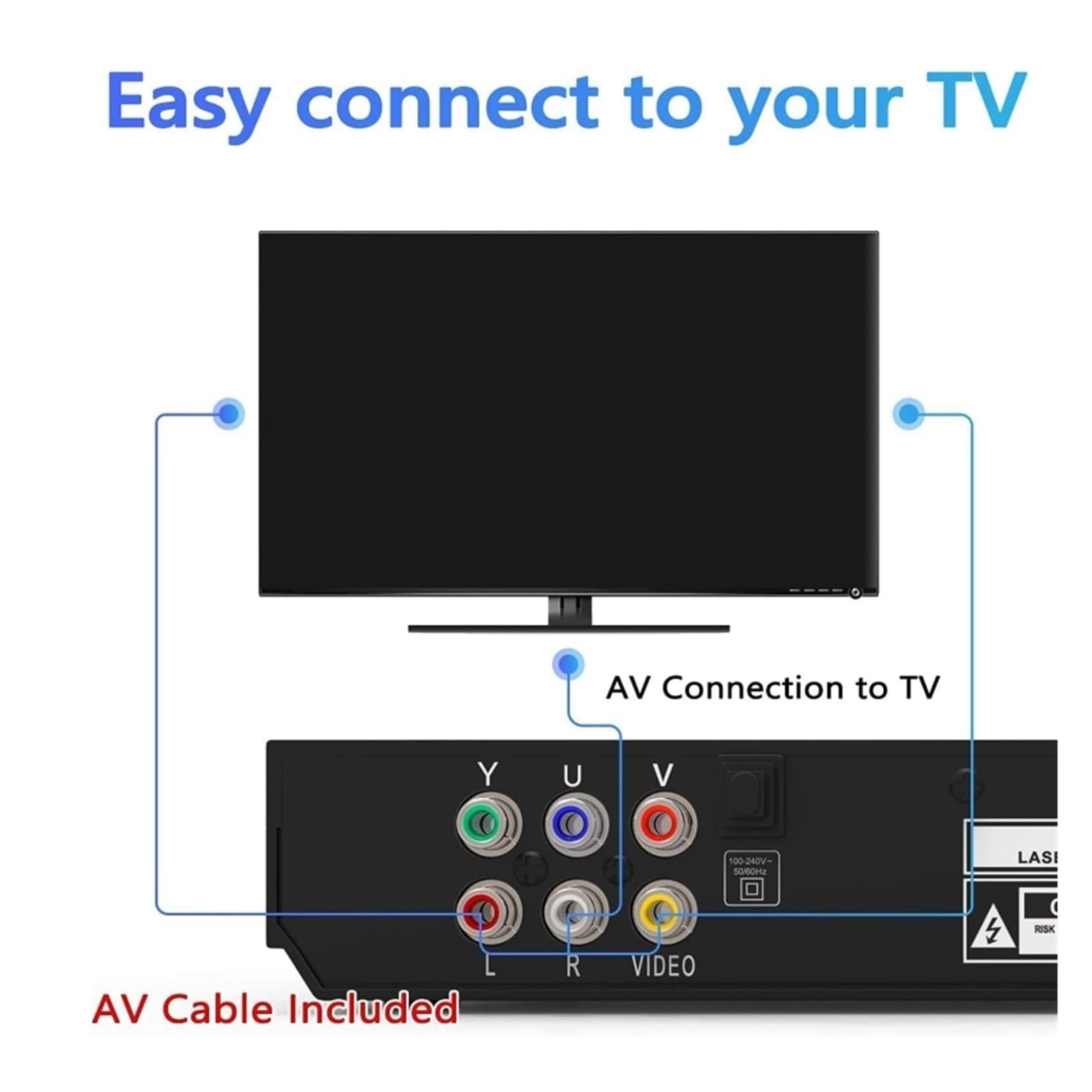 Lettore DVD Portatile, Lettore DVD for TV, lettore di dischi CD, uscita AV, ingresso USB integrato, telecomando
