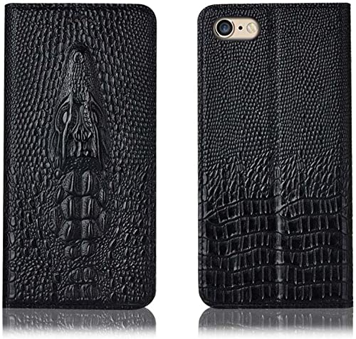Étui en cuir crocodile pour iPhone SE 2022 protection chic noire