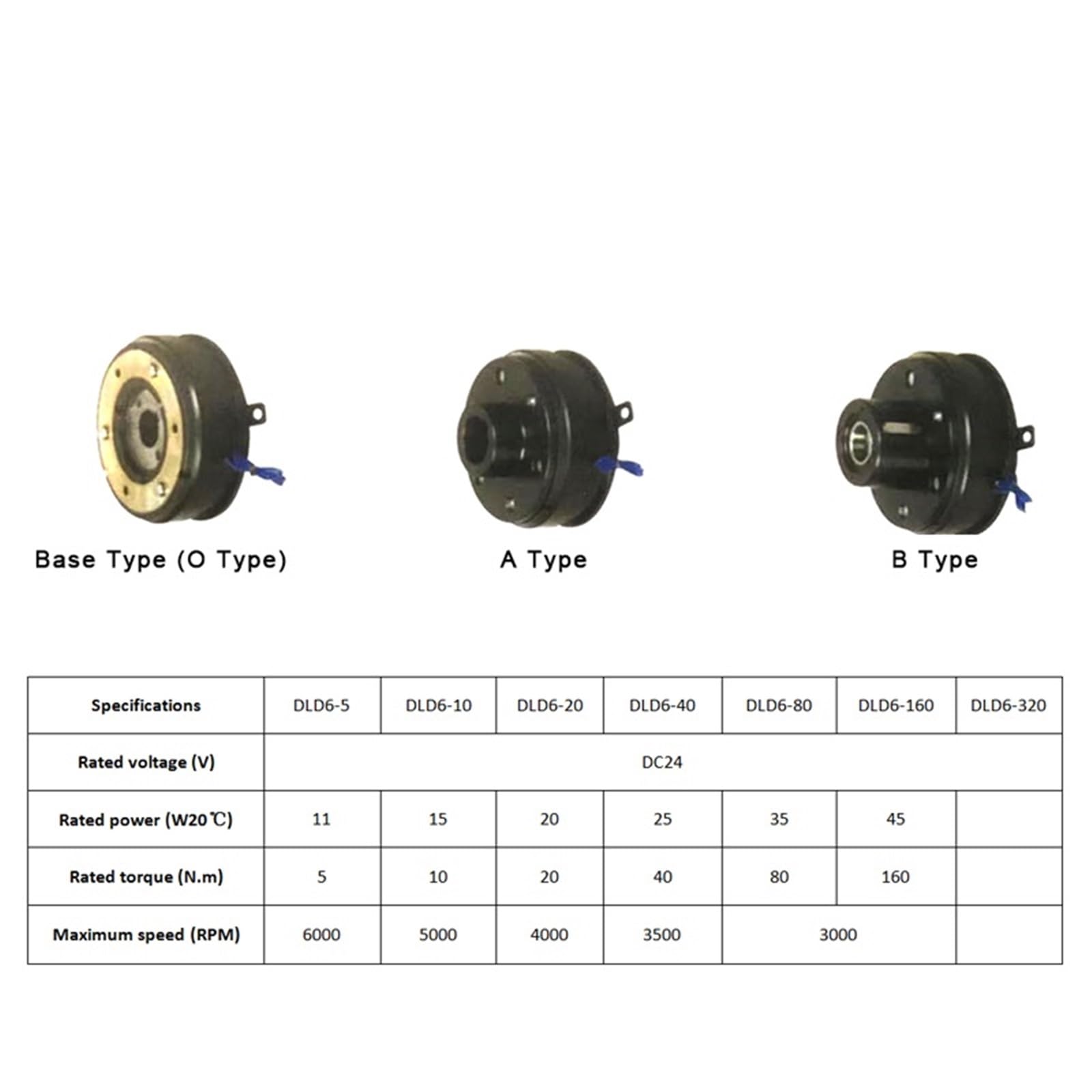 DLD6-05 10 20 40 80 160 Elektromagnetische Kupplung Trockentyp Einscheibenkupplung DC24V DC12V(DLD6-10 24V,O Type)