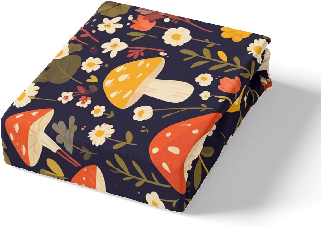 Feelyou Mushroom Comforter Cover Set Natural Wild Fungus Duvet Cover for Kids Boys Girls Botanical Plants Bedding Set Soft Bedspread Cover Twin Size