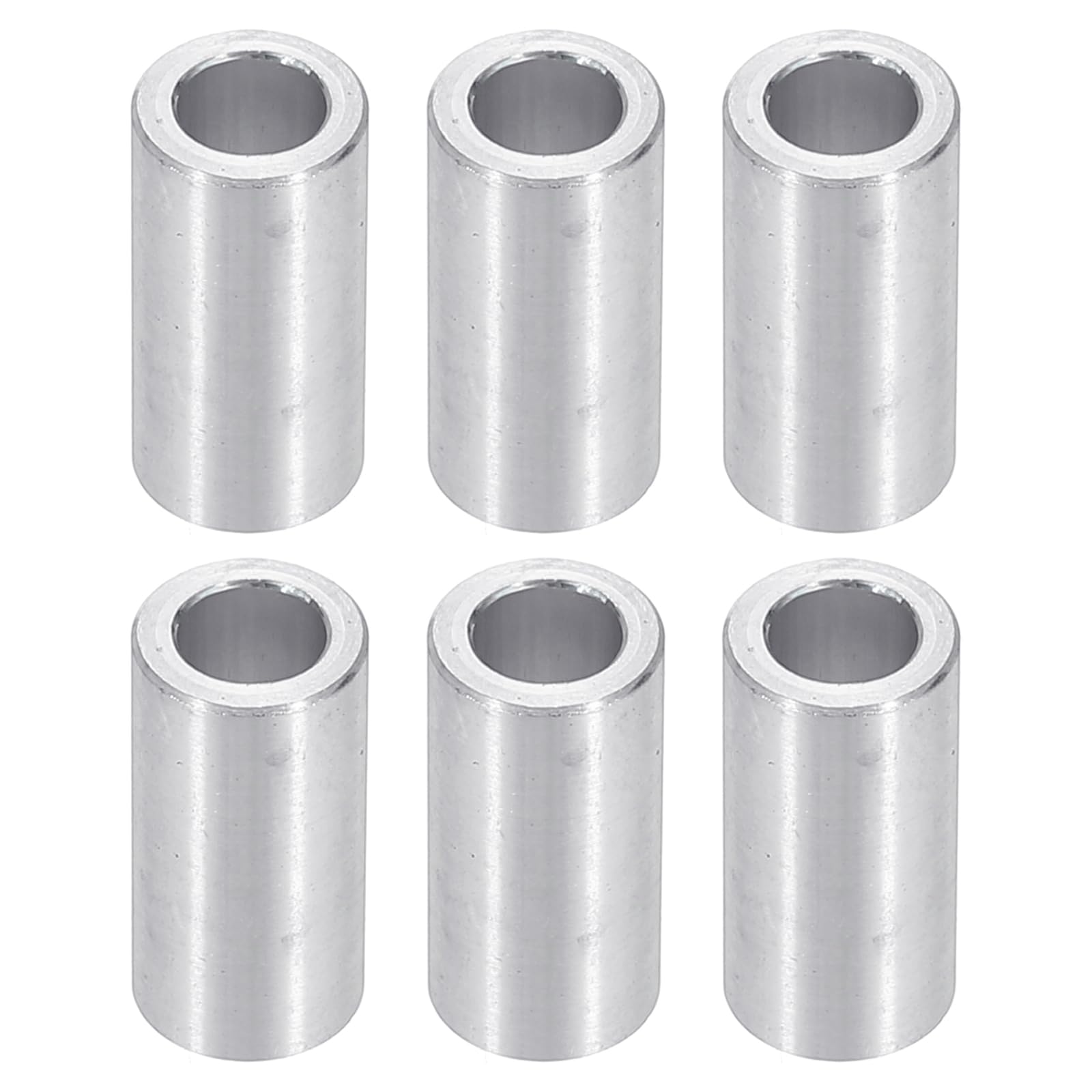 PATIKIL M6 Aluminum Spacers, 6pcs 1/4" x 3/8" Round Metal Spacers for 1/4 or M6 Screw Bolts, Unthreaded Standoff Bushing 1"L