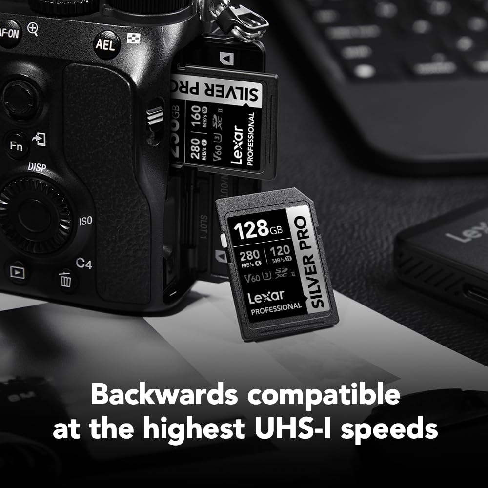 Lexar 128GB Professional SILVER PRO SD Card, UHS-II, C10, U3, V60, Full HD, 4K, Up To 280MB/s Read SDXC Memory Card, for Professional Photographer, Videographer, Enthusiast (LSDSIPR128G-BNNNU) - Image 4