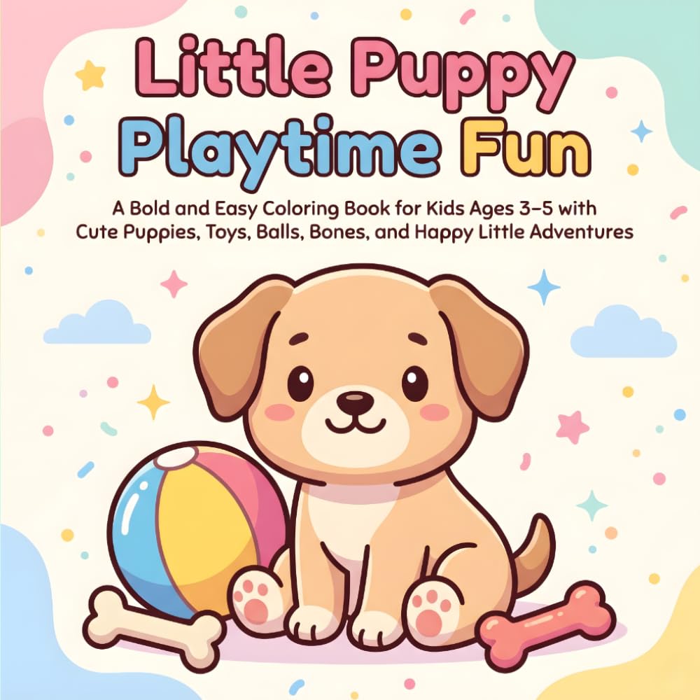 Little Puppy Playtime Fun: A Bold and Easy Coloring Book for Kids Ages 3–5 with Cute Puppies, Toys, Balls, Bones, and Happy Little Adventures