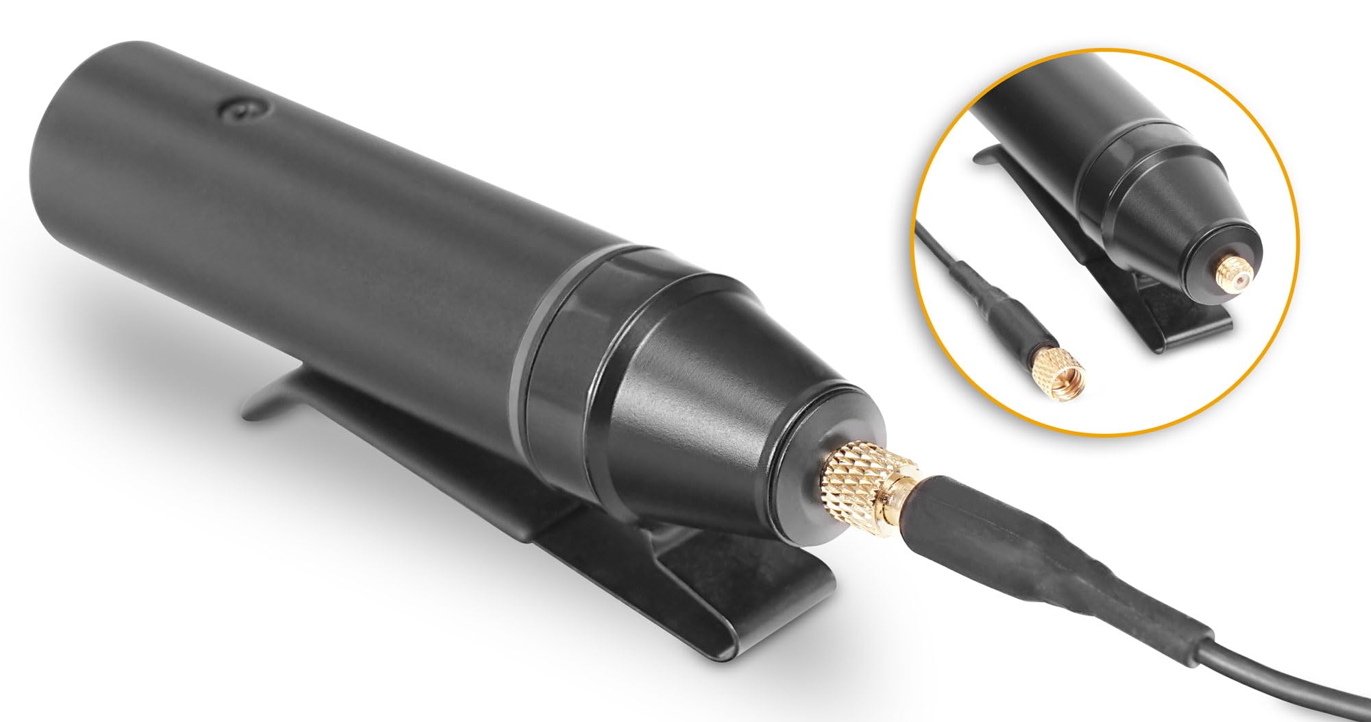 Pronomic Set MCM-100F Clipmikrofon mit Halter (Kondensator Mikrofon, Schwanenhals, Halter für Flöten, Phantomspeisung, XLR Adapter, Case) schwarz