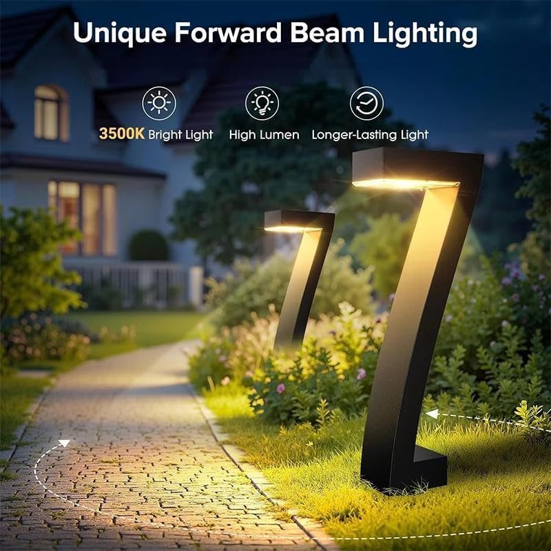 Creative Waterproof Solar Pathway Lights, Bright Solar Path Lights Outside Waterproof, Creative Modern L-Shaped Design, Auto On/Off for Yard Walkway Driveway Landscape Garden Decor (4 Pack)