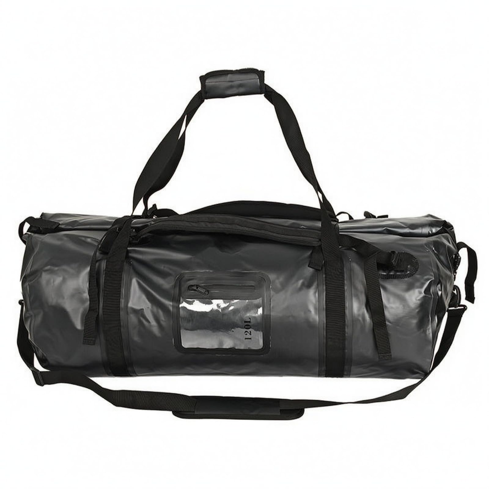 F Fityle Bolsa Estanca de Viaje Impermeable Mochila Maleta Saco Equipaje con Transporte como Mochila Superiores y Laterales PVC 500D y Cierre Enrollable, Negro, Negro
