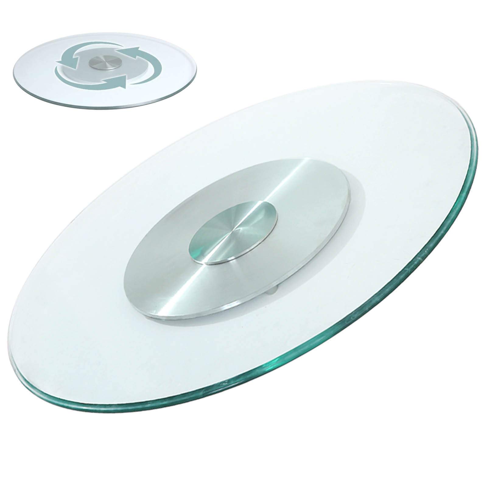 Plateau tournant en verre rotatif à 360°, 10 mm d'épaisseur, design stable pour un accès facile – transparent, convient pour des surfaces de 60 à 120 cm