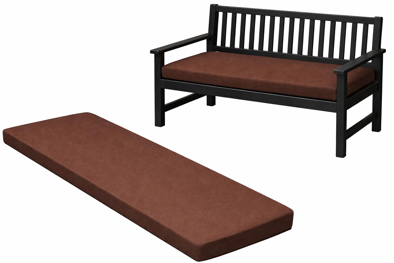 Brillars Garden Patio Bench Pad Outdoor Waterproof Water Resistant Fabric 2/3/4 Seater Furniture Swing Seat Hammock Thick Pillow Cushion (4 Seater, Brown) โ image 1