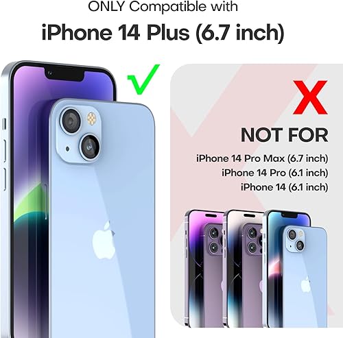 Miniatura 2 de TAURI Funda transparente 5 en 1 diseñada para iPhone 14 Plus, no amarillea, con 2 protectores de pantalla de vidrio templado + 2 protectores de